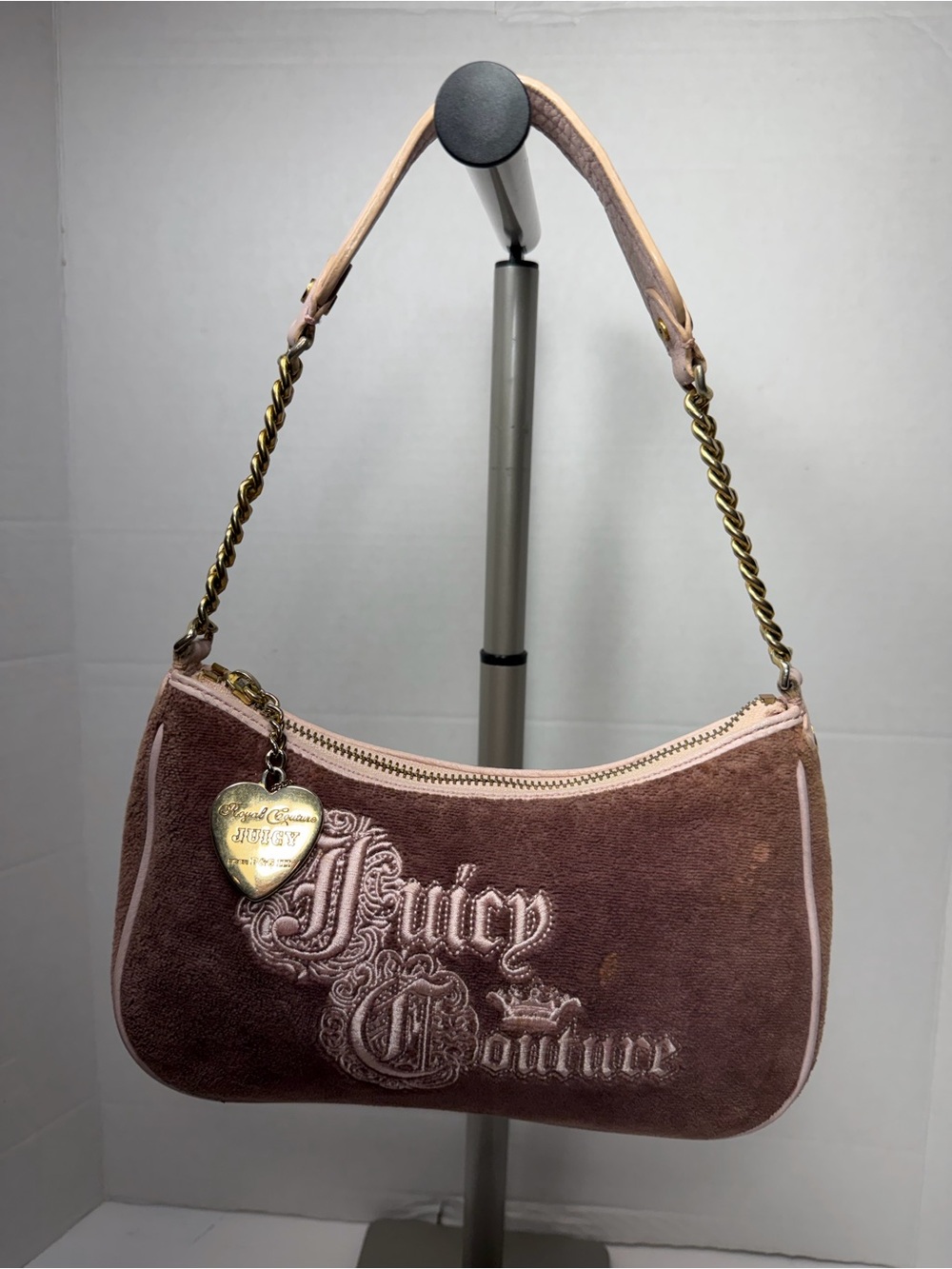 Rare vintage mini Juicy Couture Pink Suede Logo Shoulder Bag from P&G lll Y2K